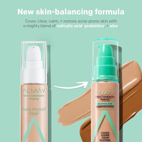 ALMAY Clear Complexion Foundation CARAMEL 800 salicylic acid acne treatment - Health & Beauty:Makeup:Face:Foundation