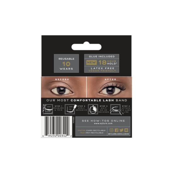 EYLURE Lash Illusion Faux Mink Strip Eyelashes + Adhesive No 301 false eye lash - Health & Beauty:Makeup:Eyes:Eyelash Extensions