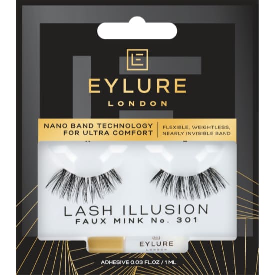 EYLURE Lash Illusion Faux Mink Strip Eyelashes + Adhesive No 301 false eye lash - Health & Beauty:Makeup:Eyes:Eyelash Extensions