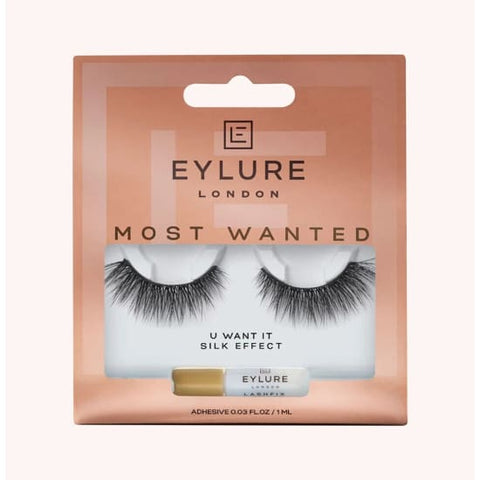 EYLURE Most Wanted Silk Effect Fibres Strip Lashes + Adhesive U WANT IT - Health & Beauty:Makeup:Eyes:Eyelash Extensions