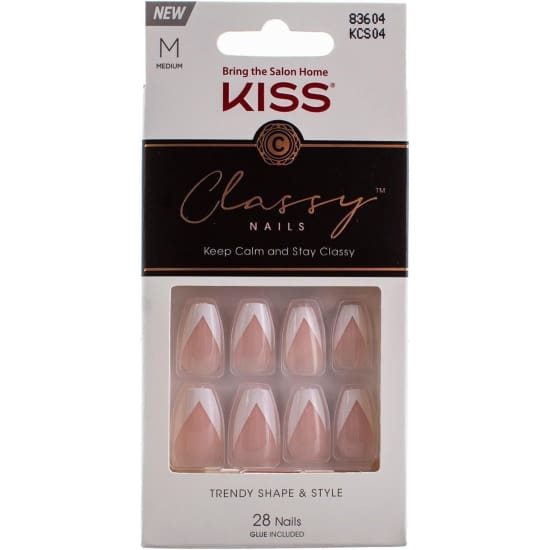 KISS Classy Nails French Nail Tips Medium Length + Glue 7 day wear 83604 - Health & Beauty:Nail Care Manicure & Pedicure:Nail