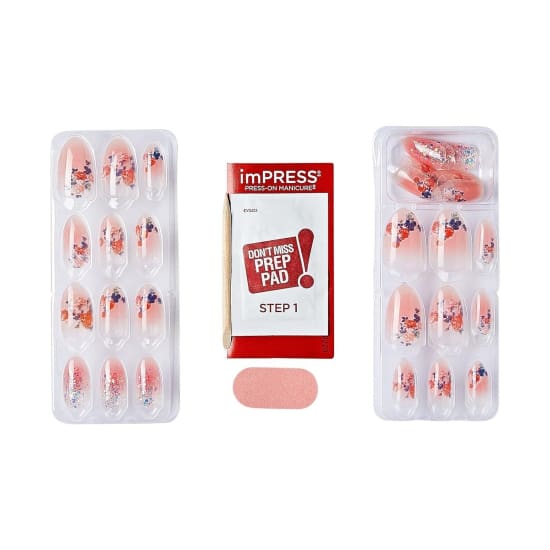 KISS Impress Press On Manicure Nail Tips CITRUS CANDY medium length coffin - Health & Beauty:Nail Care Manicure & Pedicure:Nail