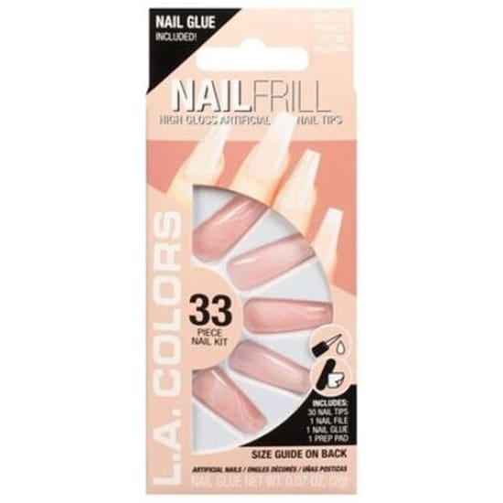 L.A COLORS Nail Frill Artificial Nail Tips PERFECTLY PERFECT ballerina + glue - Health & Beauty:Nail Care Manicure & Pedicure:Nail