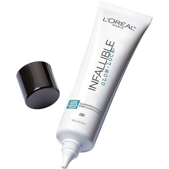 LOREAL Infallible Glow Lock 130 Illuminating primer base hydrating blurring 30mL - Health & Beauty:Makeup:Face:Face Primer