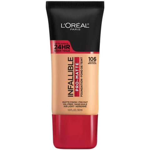 LOREAL Infallible Pro Matte Foundation SUN BEIGE 106 24hr wear oil free waterpro - Health & Beauty:Makeup:Face:Foundation