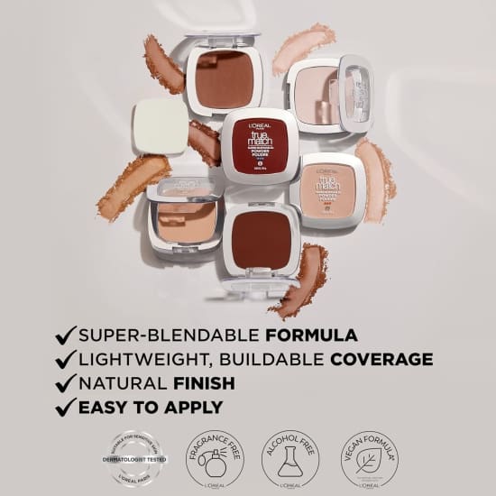 LOREAL True Match Super Blendable Pressed Powder DEEP W10 - Health & Beauty:Makeup:Face:Face Powder