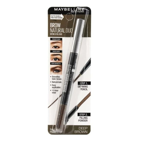 MAYBELLINE Brow Natural Duo Definer Powder Pencil DEEP BROWN eyebrow eye - Health & Beauty:Makeup:Eyes:Eyebrow Liner & Definition