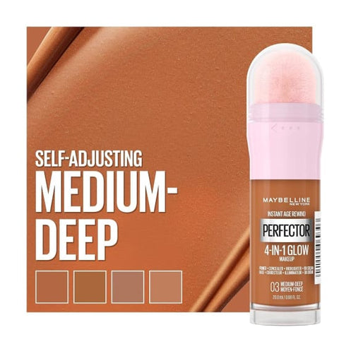 MAYBELLINE Instant Age Rewind Perfector 4 in 1 Glow Makeup MEDIUM DEEP 03 - Health & Beauty:Makeup:Face:Foundation