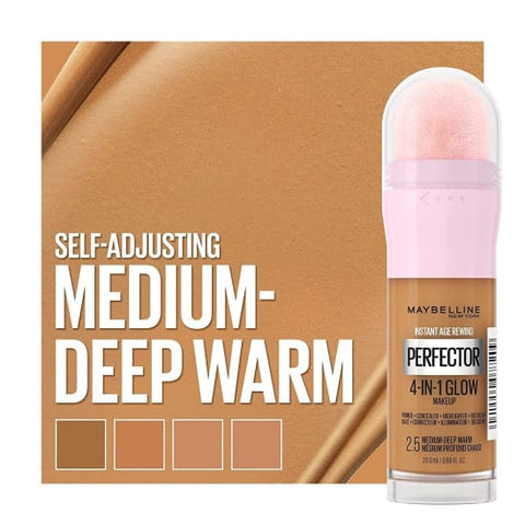 MAYBELLINE Instant Age Rewind Perfector 4 in 1 Glow Makeup MEDIUM DEEP WARM 2.5 - Health & Beauty:Makeup:Face:Foundation