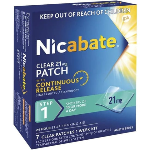 NICABATE Clear Patch Step 1 21mg 7patches nicotine quit stop smoking aid - Health & Beauty:Health Care:Smoking Cessation:Other Smoking