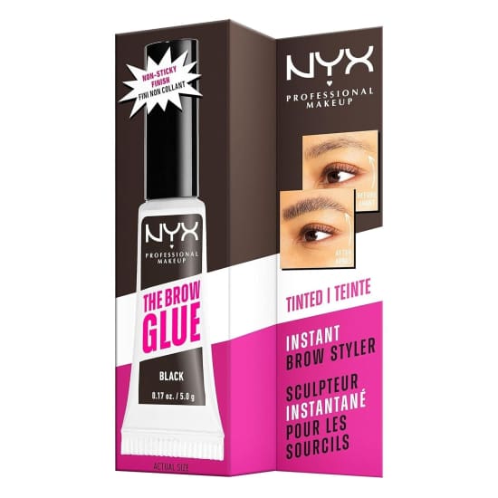 NYX The Brow Glue Eye Brow Gel BLACK TBG05 eyebrow tinted instant styler - Health & Beauty:Makeup:Eyes:Eyebrow Liner & Definition