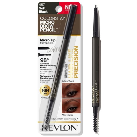 Revlon Colorstay Micro Brow Pencil SOFT BLACK 457 waterproof - Health & Beauty:Makeup:Eyes:Eyebrow Liner & Definition