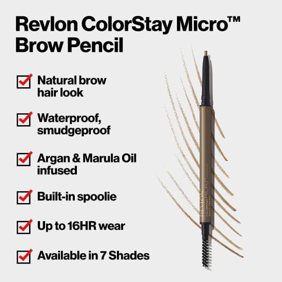 Revlon Colorstay Micro Brow Pencil SOFT BLACK 457 waterproof - Health & Beauty:Makeup:Eyes:Eyebrow Liner & Definition