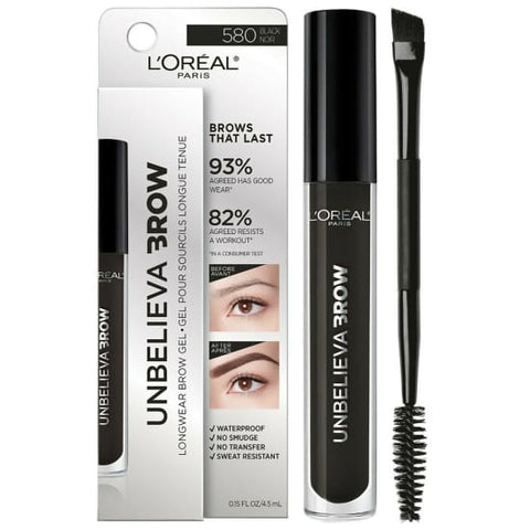 LOREAL Unbelieva Brow Longwear Waterproof Brow Gel BLACK 580 eye - Health & Beauty:Makeup:Eyes:Eyebrow Liner & Definition